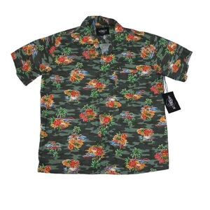 Brooklyn Standard Men's Large Hawaiian Shirt NWT Floral‎ Instruments Damaged